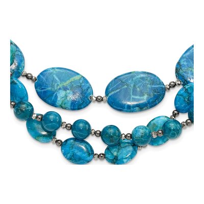 Sterling Silver Crystal Hematite Howlite Beaded Necklace