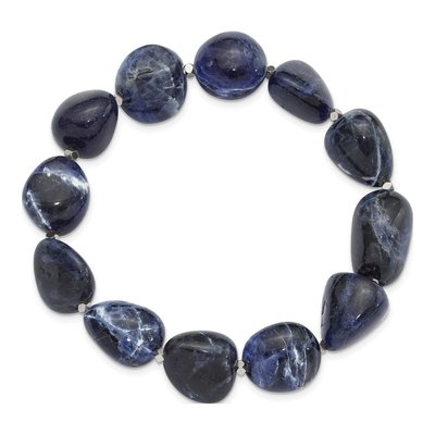 Sodalite & Hematite Beaded Stretch Bracelet – view 2