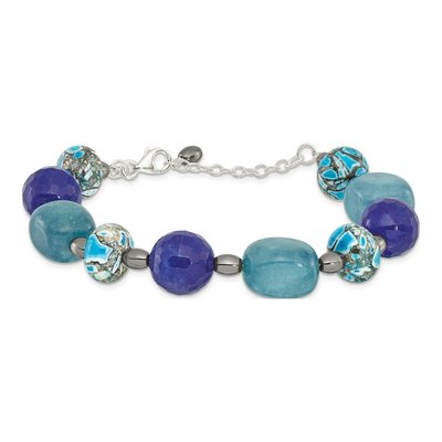 Sterling Silver Agate Hematite Chip Bracelet – view 3