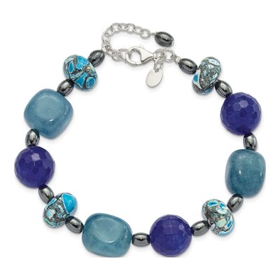 Sterling Silver Agate Hematite Chip Bracelet – view 4