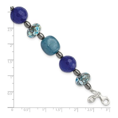 Sterling Silver Agate Hematite Chip Bracelet – view 5