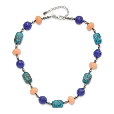 Sterling Silver Agate & Crystal Natural Necklace – view 3
