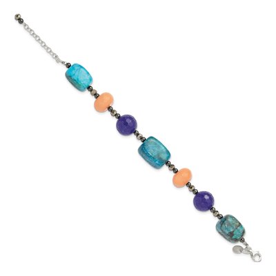 Sterling Silver Agate & Crystal Multi-Gemstone Bracelet – view 3