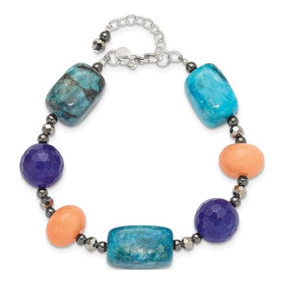 Sterling Silver Agate & Crystal Multi-Gemstone Bracelet – view 5