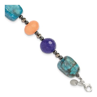 Sterling Silver Agate & Crystal Multi-Gemstone Bracelet