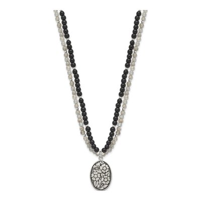 Sterling Silver Agate Labradorite Flower Necklace – view 2