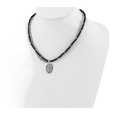 Sterling Silver Agate Labradorite Flower Necklace – view 3