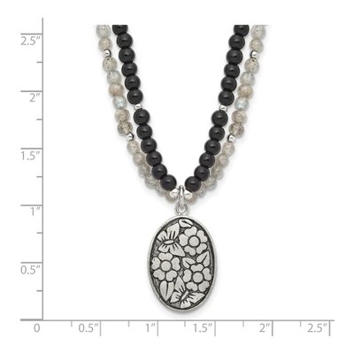Sterling Silver Agate Labradorite Flower Necklace – view 4