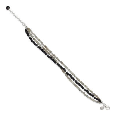 Sterling Silver Agate Labradorite 3-Strand Bracelet – view 2