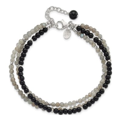 Sterling Silver Agate Labradorite 3-Strand Bracelet – view 4