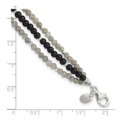 Sterling Silver Agate Labradorite 3-Strand Bracelet – view 5