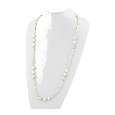 Gold-Plated Sterling Silver Freshwater Cultured Pearl Flat Round Necklace – view 2