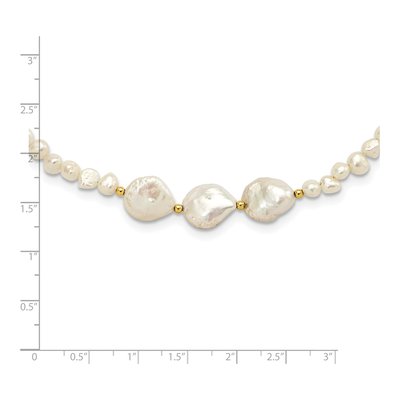 Gold-Plated Sterling Silver Freshwater Cultured Pearl Flat Round Necklace – view 4