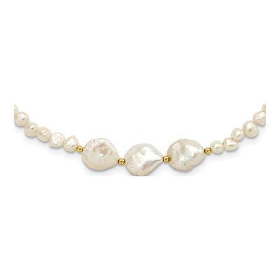 Gold-Plated Sterling Silver Freshwater Cultured Pearl Flat Round Necklace
