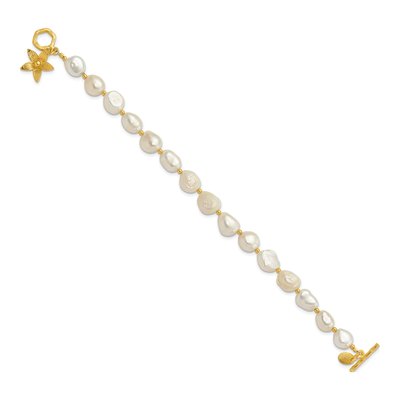 Gold-Plated Sterling Silver Freshwater Cultured Pearl Toggle Bracelet – view 2