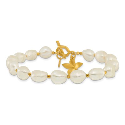 Gold-Plated Sterling Silver Freshwater Cultured Pearl Toggle Bracelet – view 4