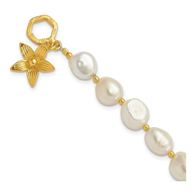 Gold-Plated Sterling Silver Freshwater Cultured Pearl Toggle Bracelet