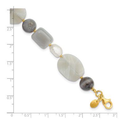 Gold-Plated Sterling Silver Agate & Freshwater Cultured Pearl Sardonyx Bracelet – view 5