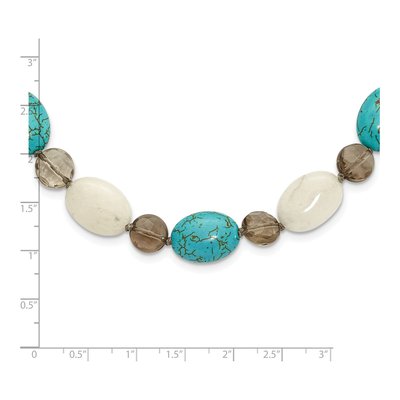 Sterling Silver Blue Freshwater Cultured Pearl & Smoky Quartz Necklace – view 4