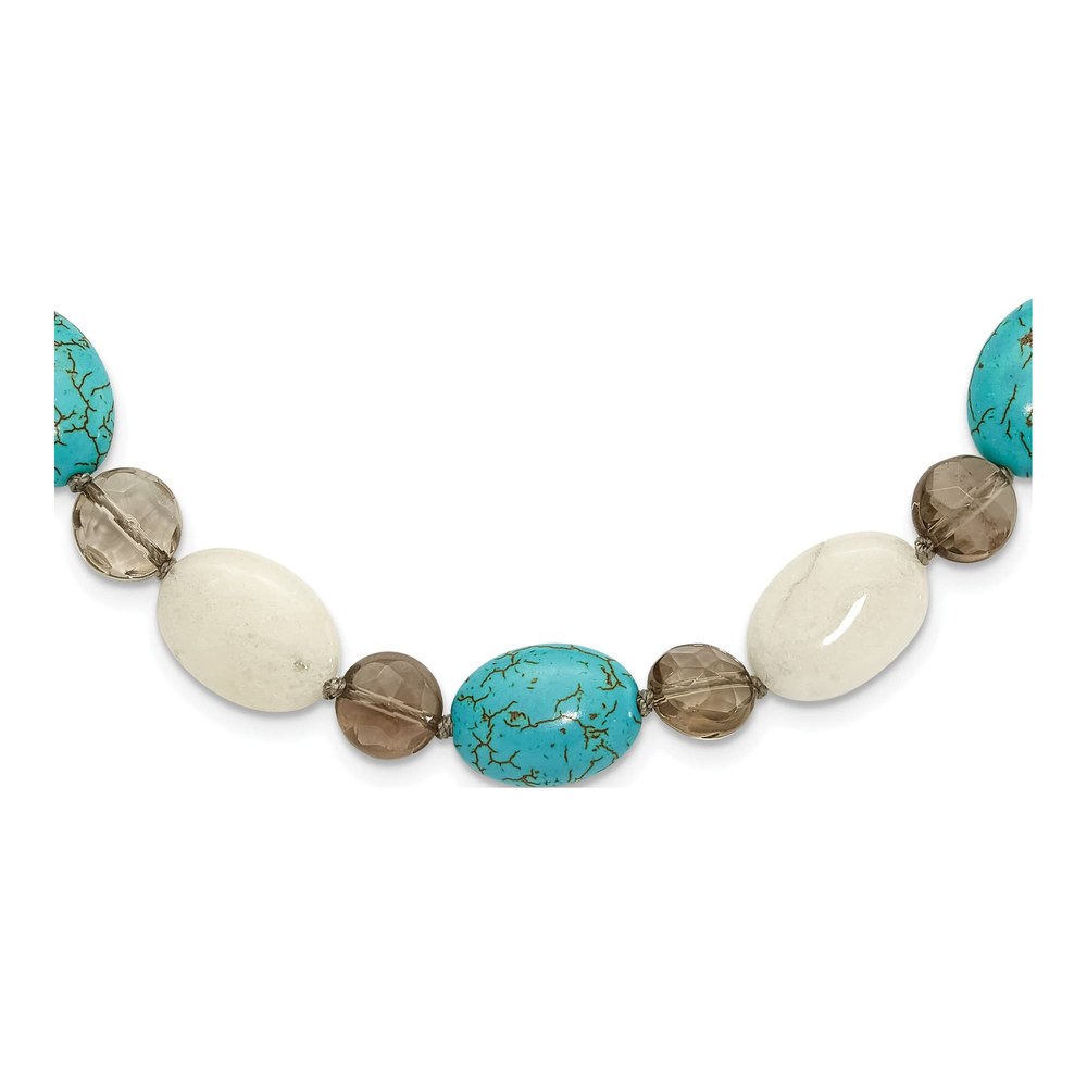 Sterling Silver Blue Freshwater Cultured Pearl & Smoky Quartz Necklace