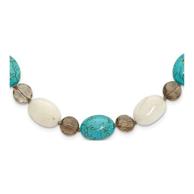 Sterling Silver Blue Freshwater Cultured Pearl & Smoky Quartz Necklace