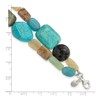 Sterling Silver Agate Multi-Gemstone 2-Strand Bracelet – view 5