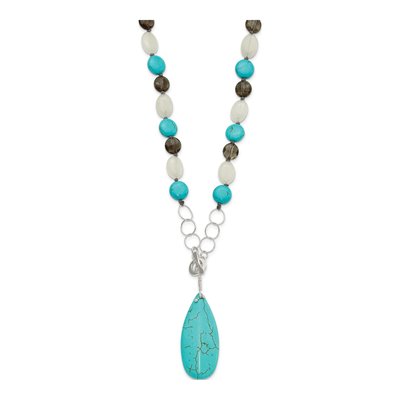 Sterling Silver Smoky Quartz Howlite Statement Necklace – view 2