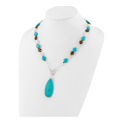 Sterling Silver Smoky Quartz Howlite Statement Necklace – view 3