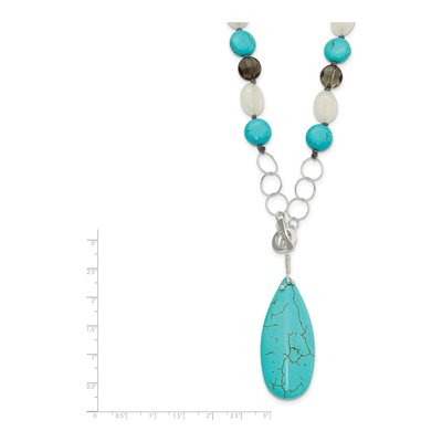 Sterling Silver Smoky Quartz Howlite Statement Necklace – view 4