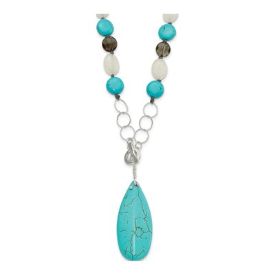 Sterling Silver Smoky Quartz Howlite Statement Necklace