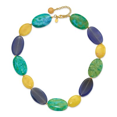 Gold-Plated Sterling Silver Agate Multi Necklace – view 2