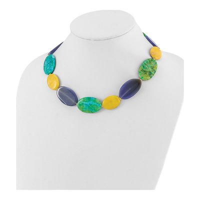 Gold-Plated Sterling Silver Agate Multi Necklace – view 3