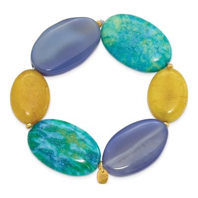 Gold-Plated Sterling Silver Agate Stretch Bracelet – view 2