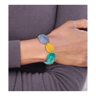 Gold-Plated Sterling Silver Agate Stretch Bracelet – view 4