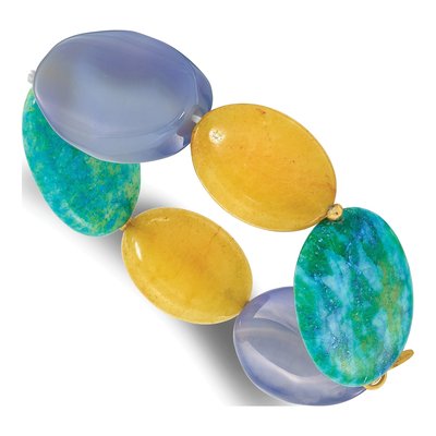 Gold-Plated Sterling Silver Agate Stretch Bracelet
