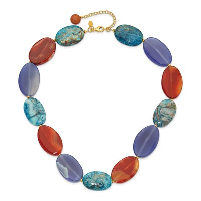 Gold-Plated Sterling Silver Agate Natural Necklace – view 2