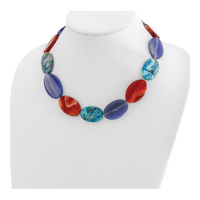 Gold-Plated Sterling Silver Agate Natural Necklace – view 3
