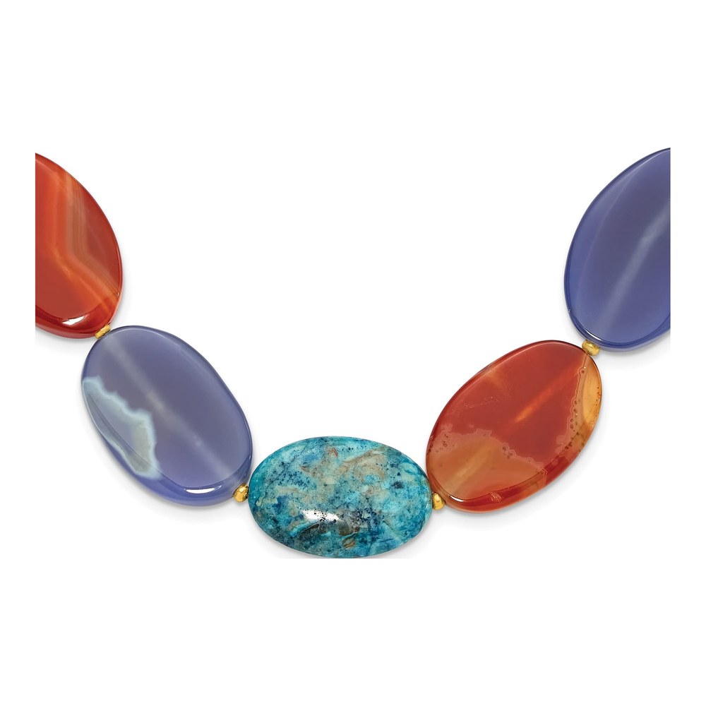 Sterling Silver Natural Stone Necklace, 18.5in +2in Ext