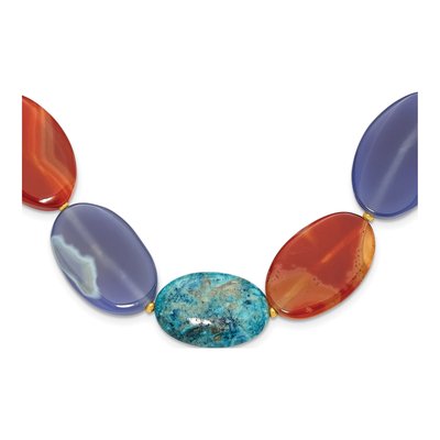 Gold-Plated Sterling Silver Agate Natural Necklace
