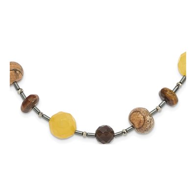 Sterling Silver Smoky Quartz & Crystal Multi Necklace