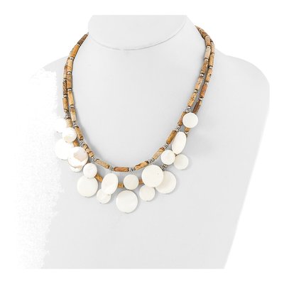 Sterling Silver Mother of Pearl & Crystal Jasper Necklace – view 2