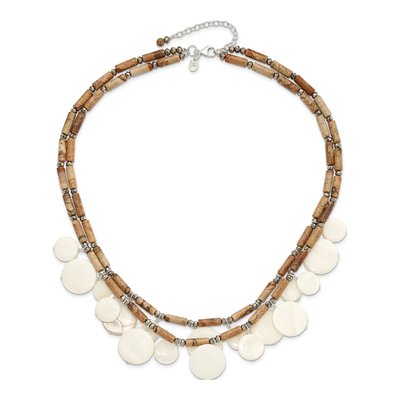 Sterling Silver Mother of Pearl & Crystal Jasper Necklace – view 3