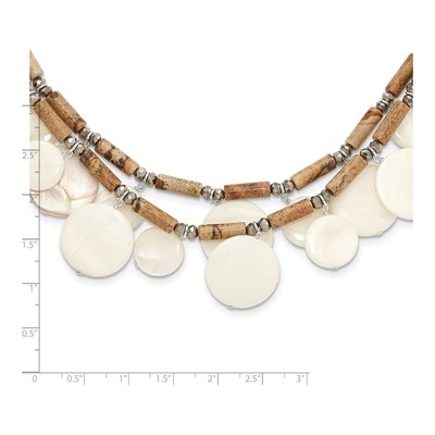 Sterling Silver Mother of Pearl & Crystal Jasper Necklace – view 4