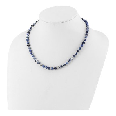 Sterling Silver Blue Sodalite Beaded Necklace – view 2