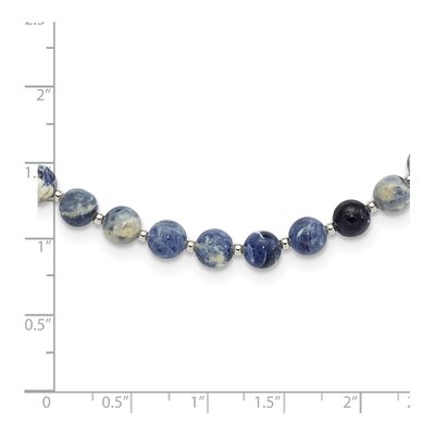 Sterling Silver Blue Sodalite Beaded Necklace – view 4