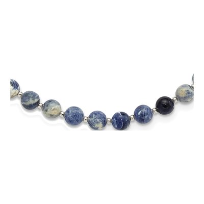 Sterling Silver Blue Sodalite Beaded Necklace