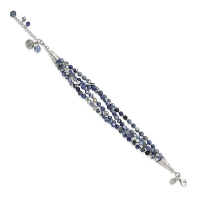 Sterling Silver Sodalite 4-Strand Beaded Bracelet – view 2