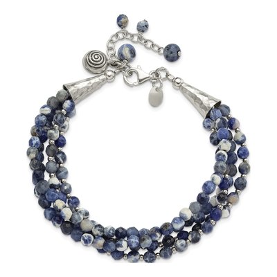 Sterling Silver Sodalite 4-Strand Beaded Bracelet – view 4