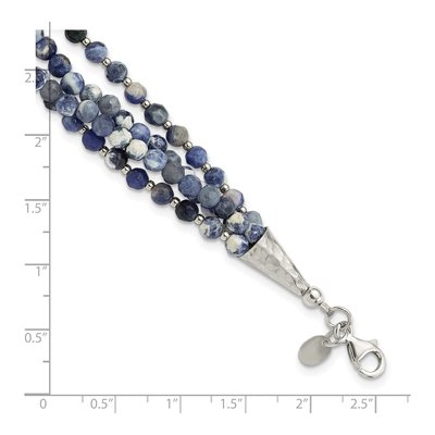 Sterling Silver Sodalite 4-Strand Beaded Bracelet – view 5