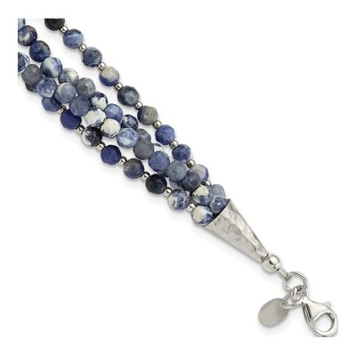 Sterling Silver Sodalite 4-Strand Beaded Bracelet
